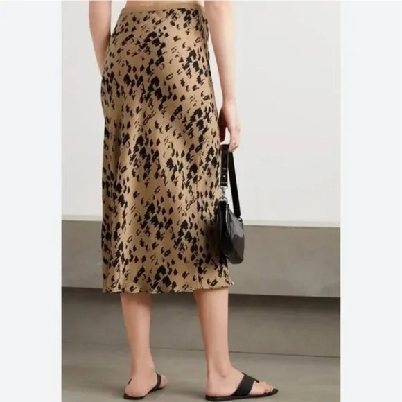 NEW! Anine Bing Bar Silk Skirt, Painterly Leo Black/Tan Gold, Size XS, MSRP $322 - Picture 2 of 6